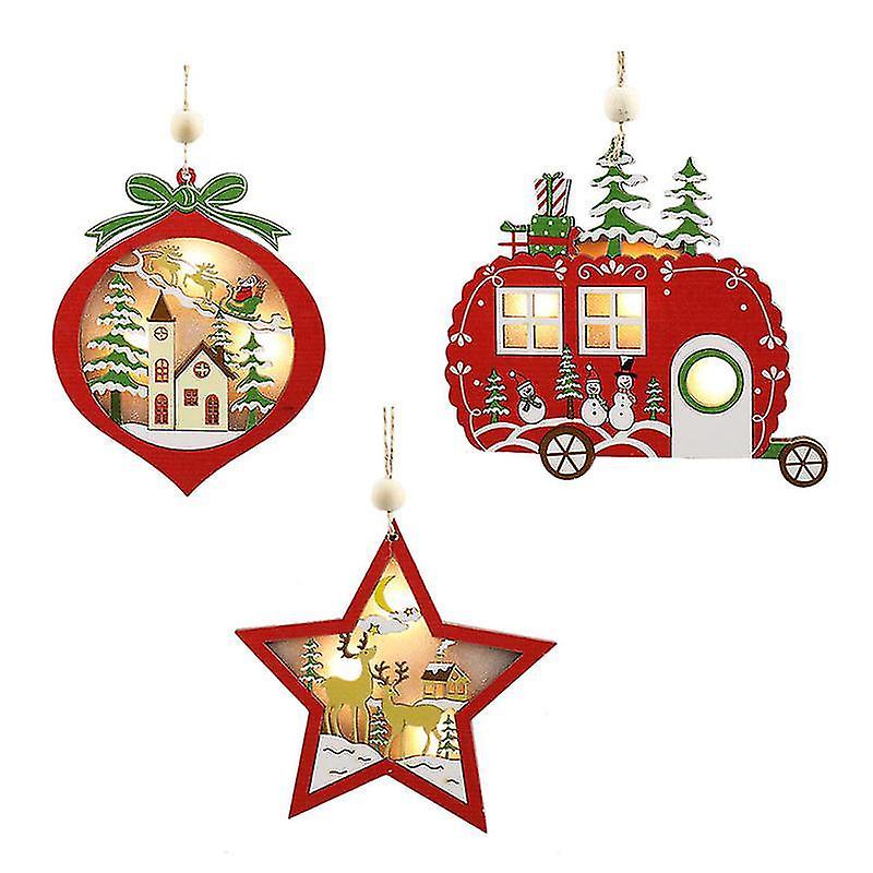 11X10cm Assorted Color Vehicle Rear View Mirror Ornaments 3pcs Christmas Tree Pendants Window Hangin