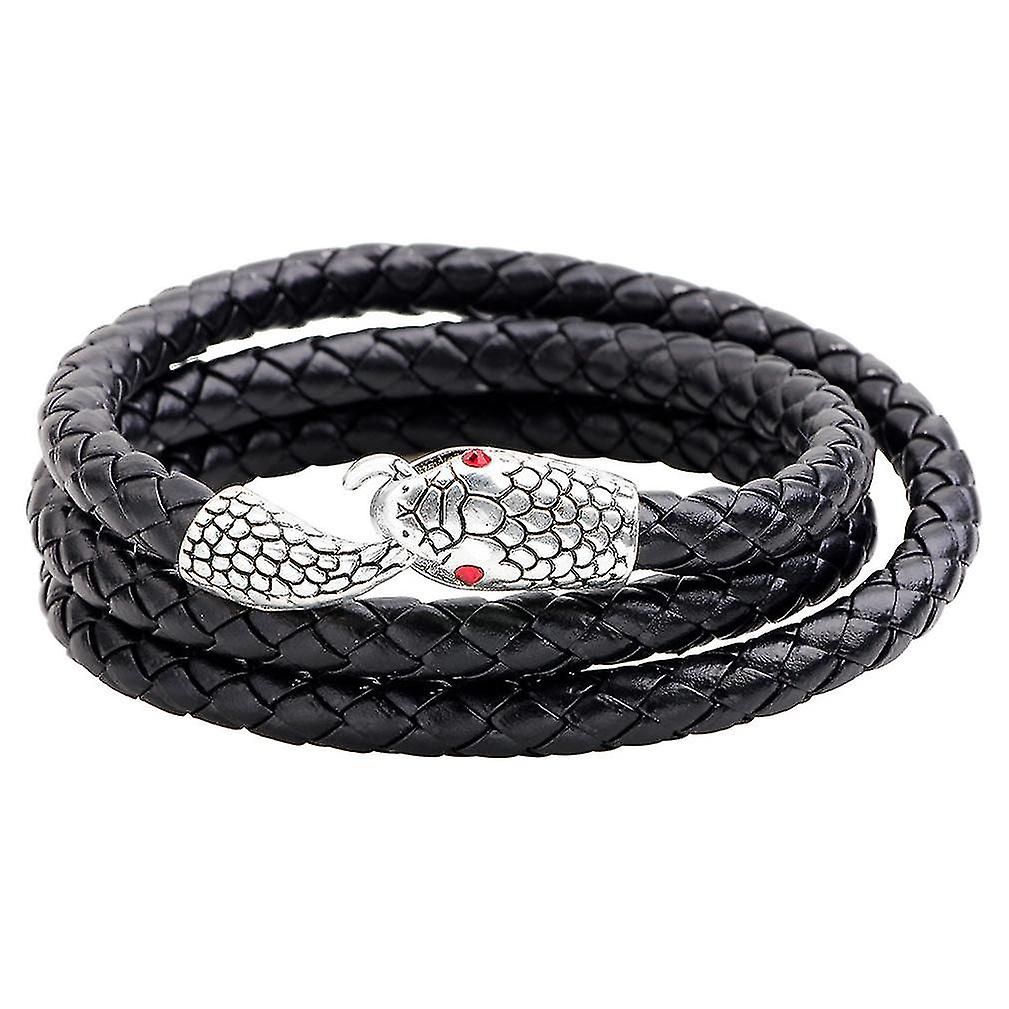Multi-layer Winding Leather Bracelet With Snake Head Buckle