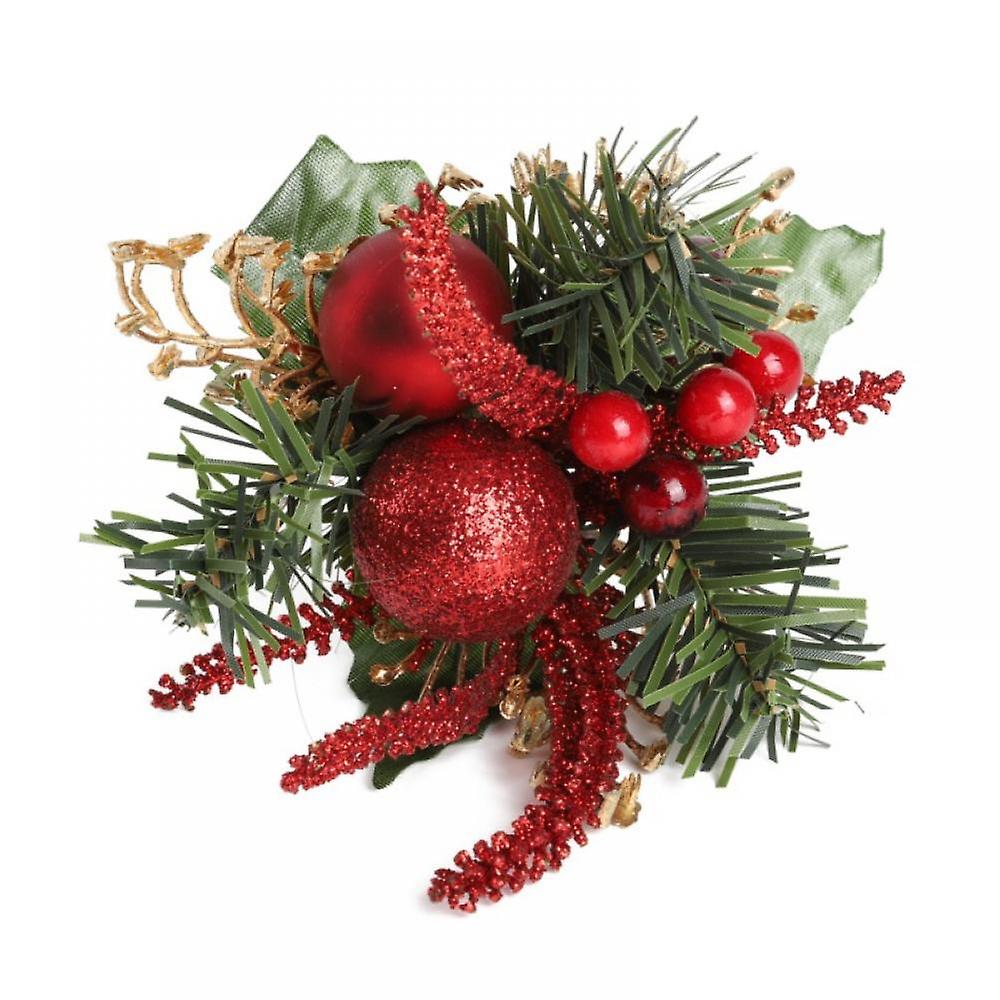 Artificial Pine Cone Red Berry Branches 6inch Artificial Holly Branches for Christmas Crafts Festive Party Home DIY Decor Desktop Arrangement