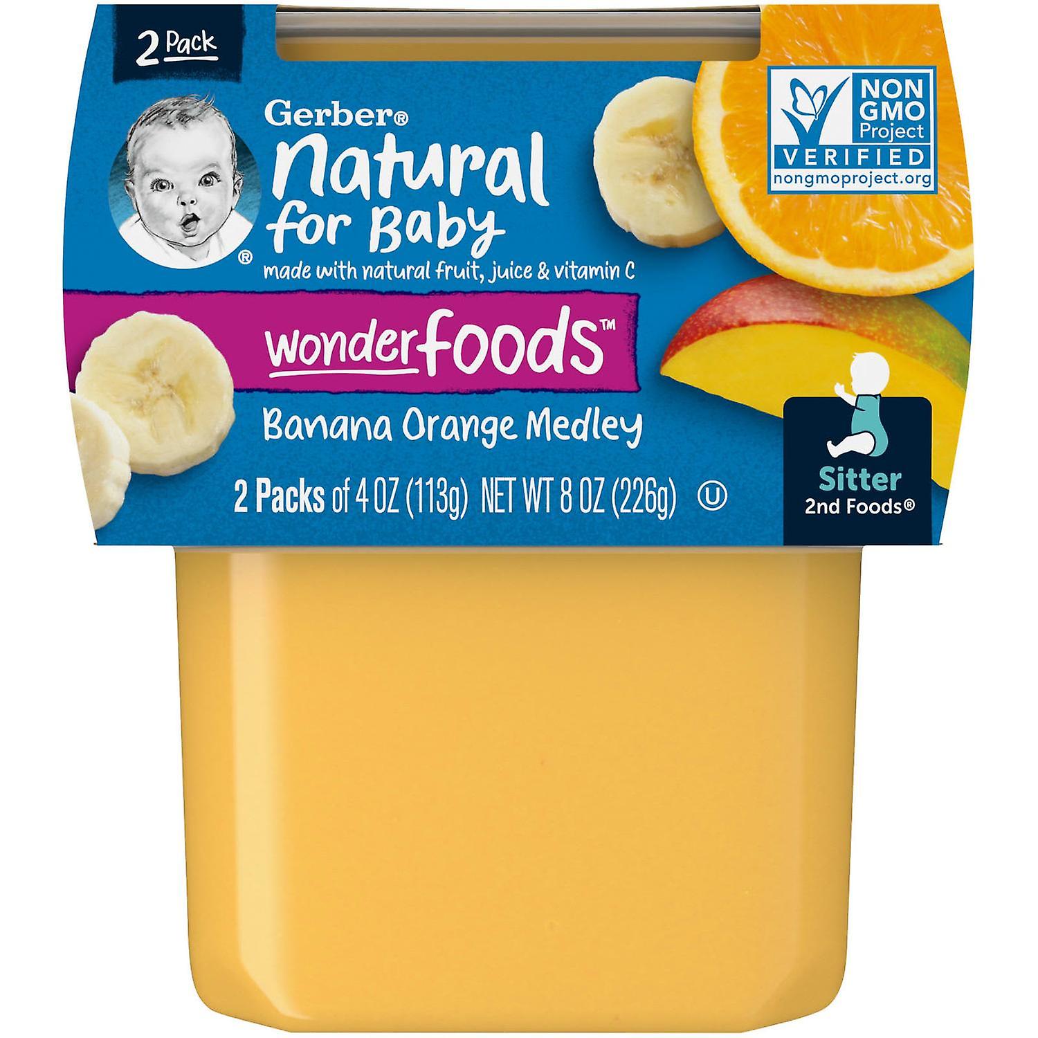 Gerber, Natural for Baby, WonderFoods, 2nd Foods, Banana Orange Medley, 2 Packs, 4 oz (113 g) Each