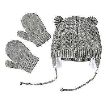 Newborn Baby Winter Hat Mittens Kids Warm Fleece Knit Beanie Cap Thick Gloves 2pcs/set