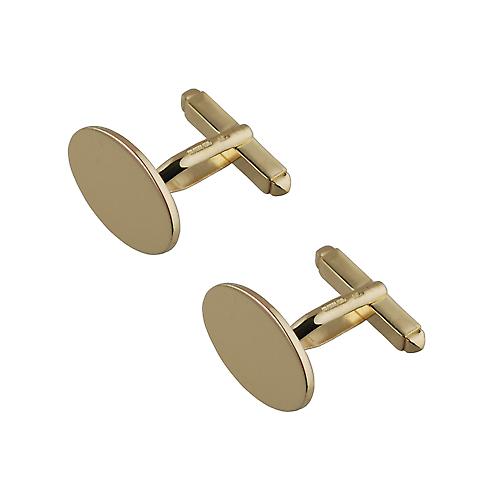 18ct Gold 19x11mm oval plain swivel Cufflinks