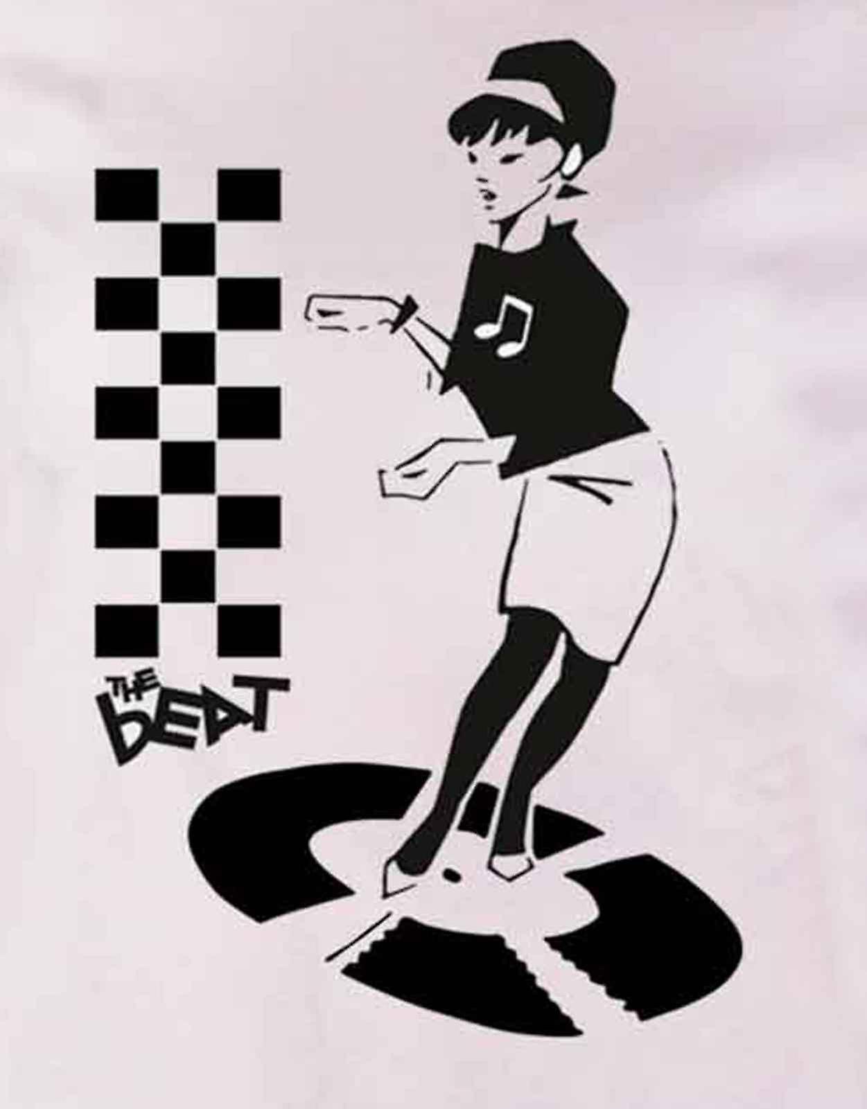 Beat T shirt Beat Girl Disc band logo ny officiel dame Skinny fit hvid