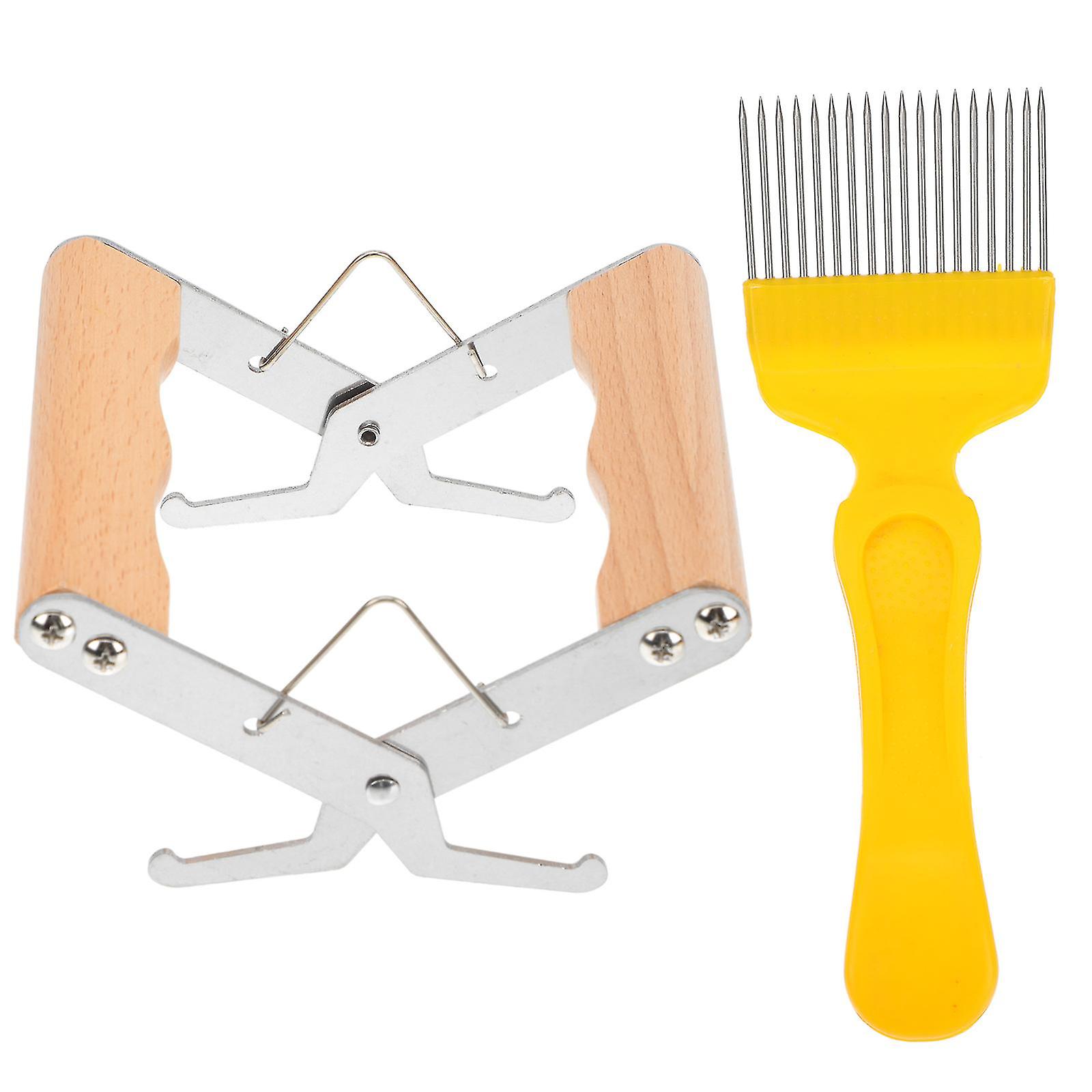 1 Set Stainless Steel Wood Handle Beekeeping Frame Clip With Uncapping Fork