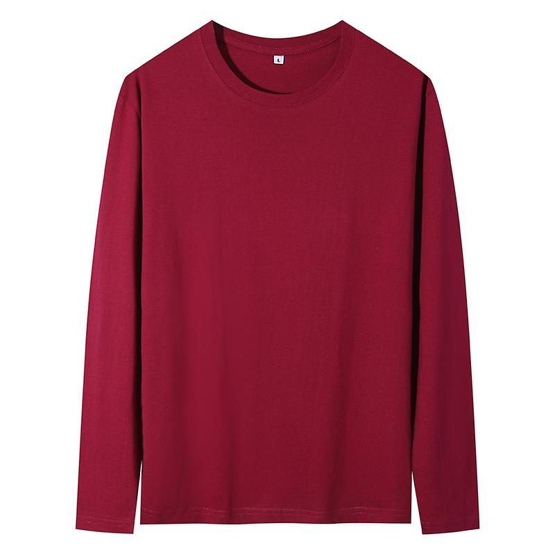 Vår Höst Bomull Mens T Shirt O Halsad Långärmad Enfärgad T Shi