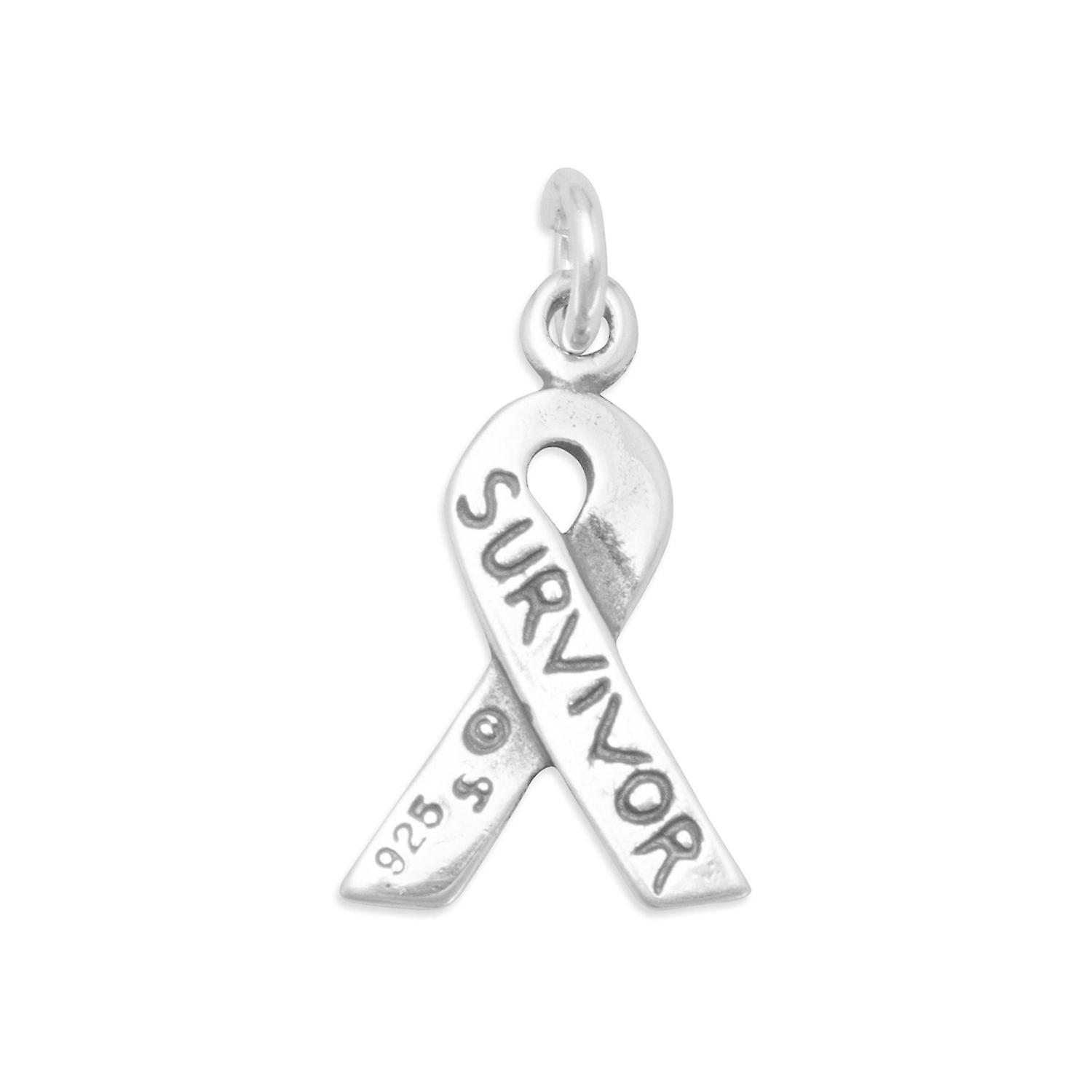Argent sterling 925 oxydé survivant ruban breloque 22mmx11mm pendentif collier pour femme