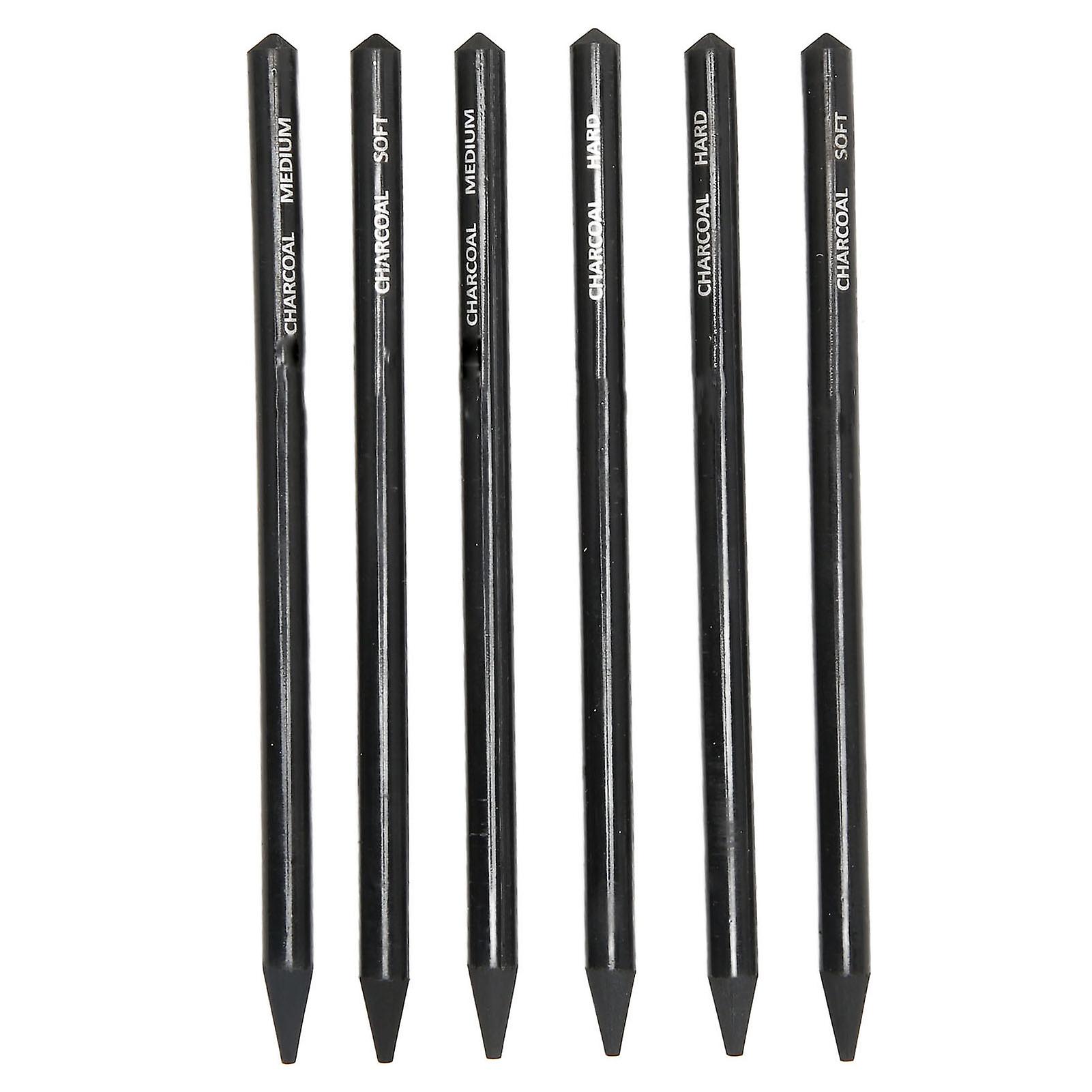 6pcs Charcoal Pencils Set Easy to Color Prevent Breakage Drawing Pencils for Sketching Drawing Shading