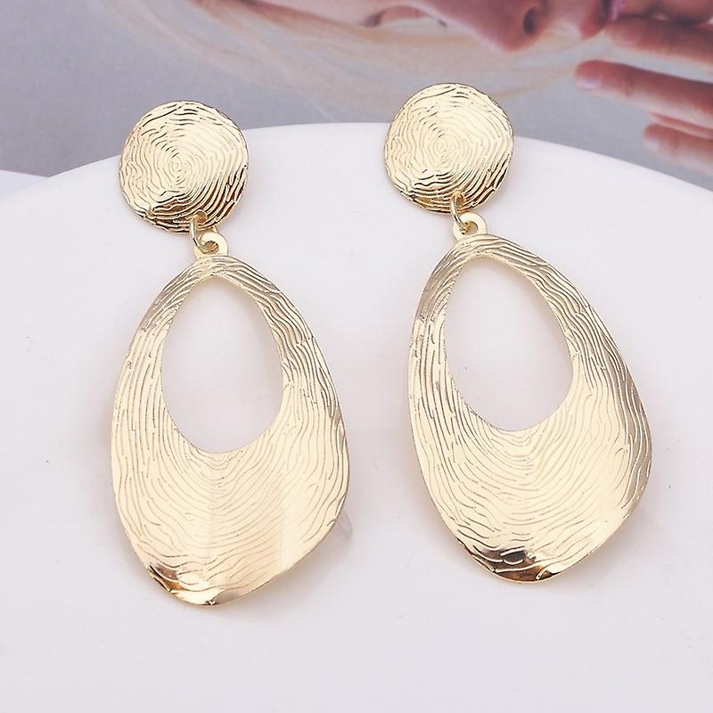 Women earring girl stud ear Drop Trendy Brand Metal Texture Big Water drop Dangle Punk Round Punk Ge