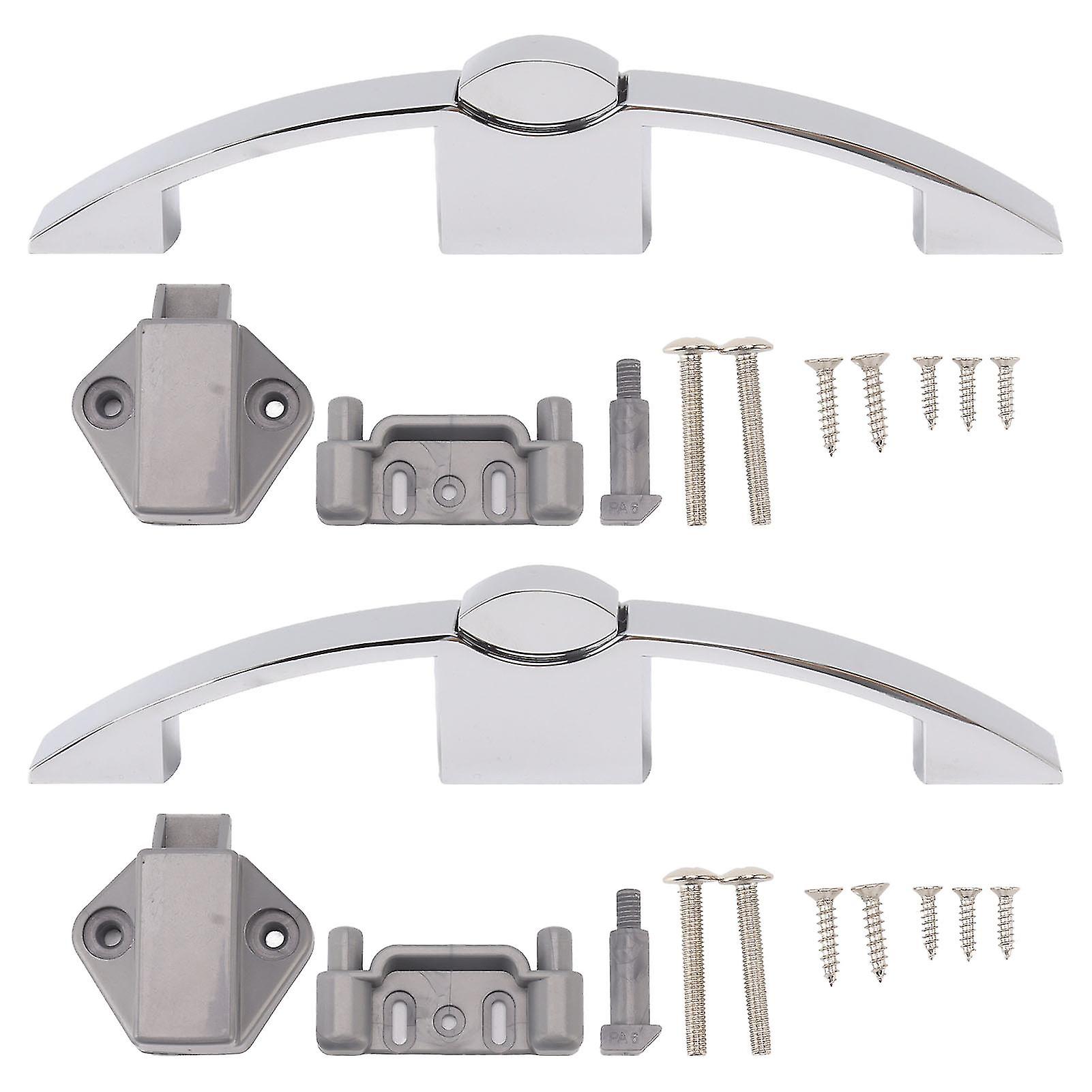 2-Pack Chrome Cabinet Locks with Handle for RV, Boat, or Motorhome – 128mm Hole Spacing, Push-Button Latch