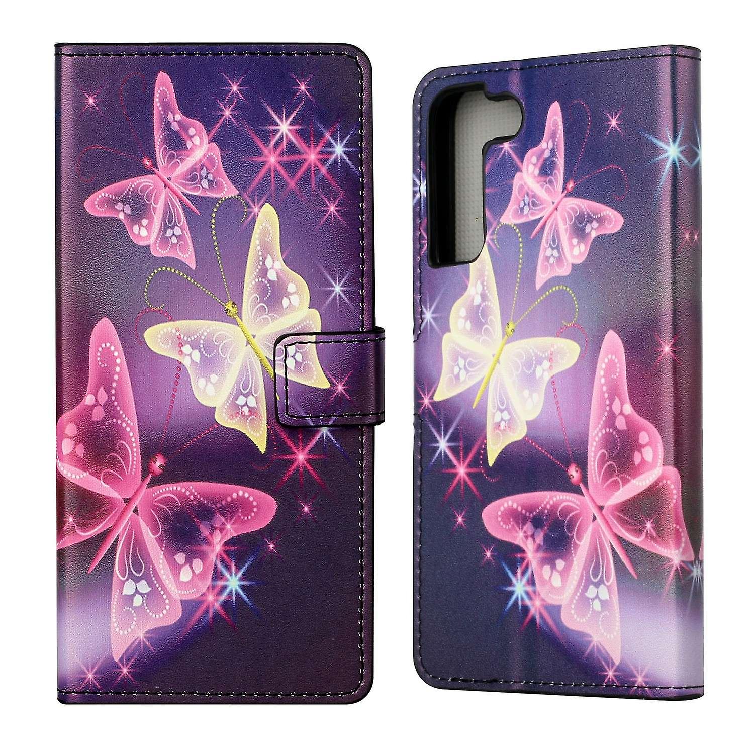 Magnetic Clasp Pattern Printing Wallet Stand Phone Case Cover for Samsung Galaxy S22 5G - Sparkling