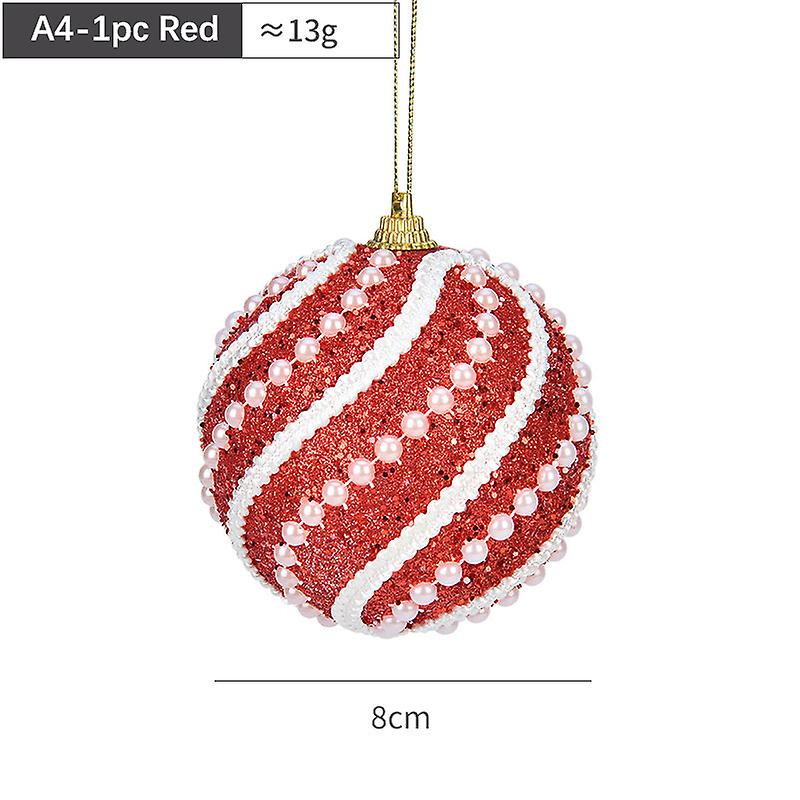 1/6pcs 8cm Christmas Tree Hanging Balls Sequined Shiny Xmas Foam Bauble Pendant