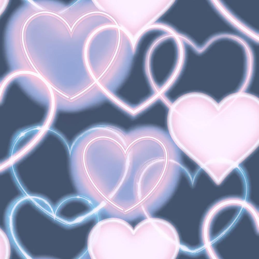 Arthouse Neon Hearts Navy Pink Wallpaper