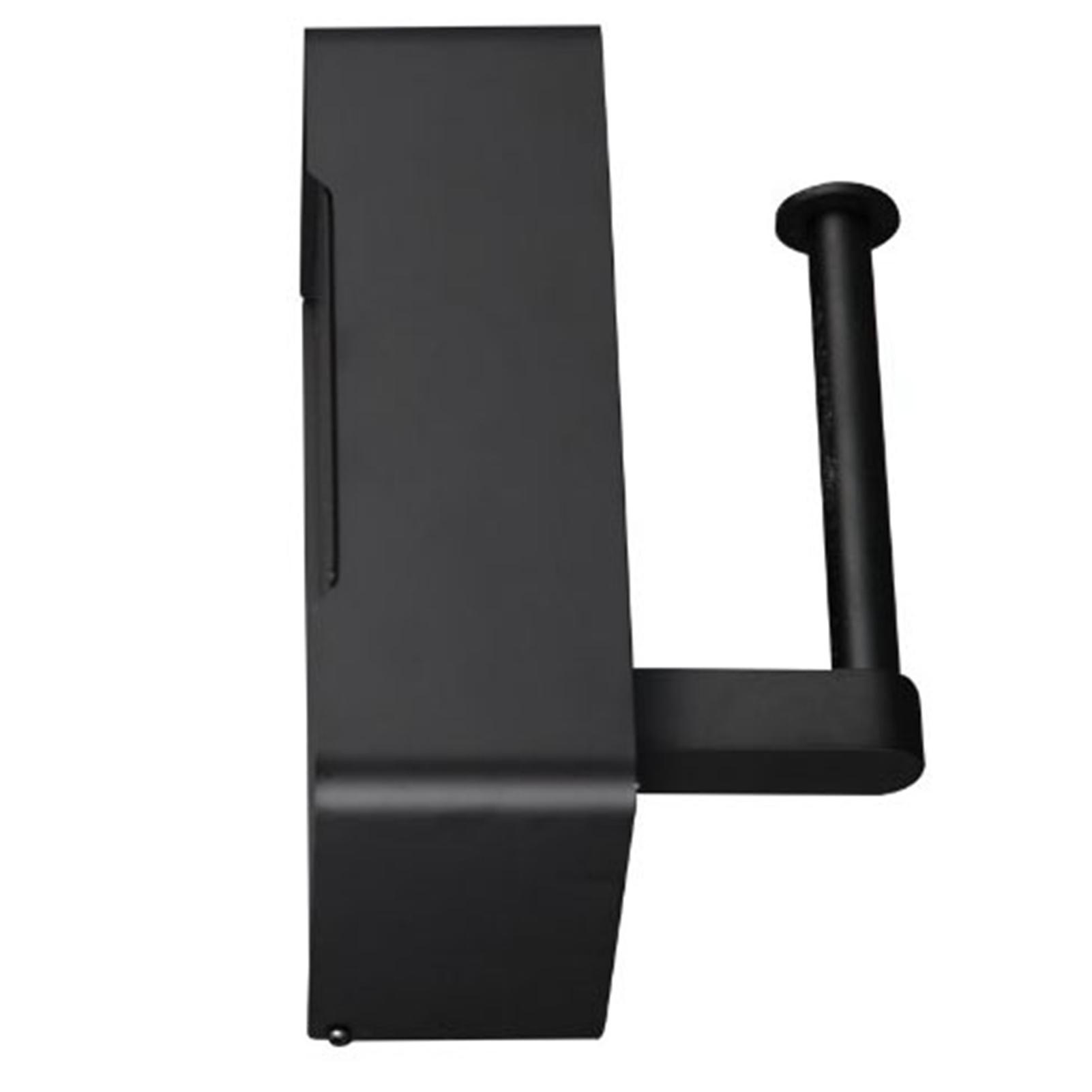 Black Stainless Steel Tissue Box with Paper Roll Rack No Punching Toilet Paper Napkin Case Holder 