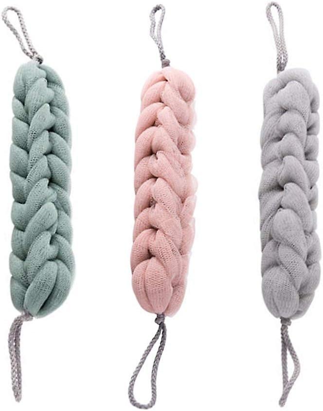 3 Pcs Back Scrubber Mesh Shower Pouf Loofahs Set - Soft Bath Exfoliating Body Cleaners for Smooth Skin