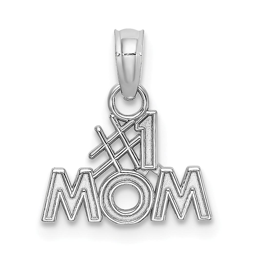 14k White Gold White Number 1 Mom Block Letter Name Personalized Monogram Initials Charm 12.4x12.3mm Wide Pendant Neckla
