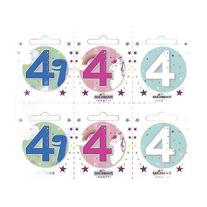 Kaleidoscope 4th Birthday Badge Set (Pack of 6)