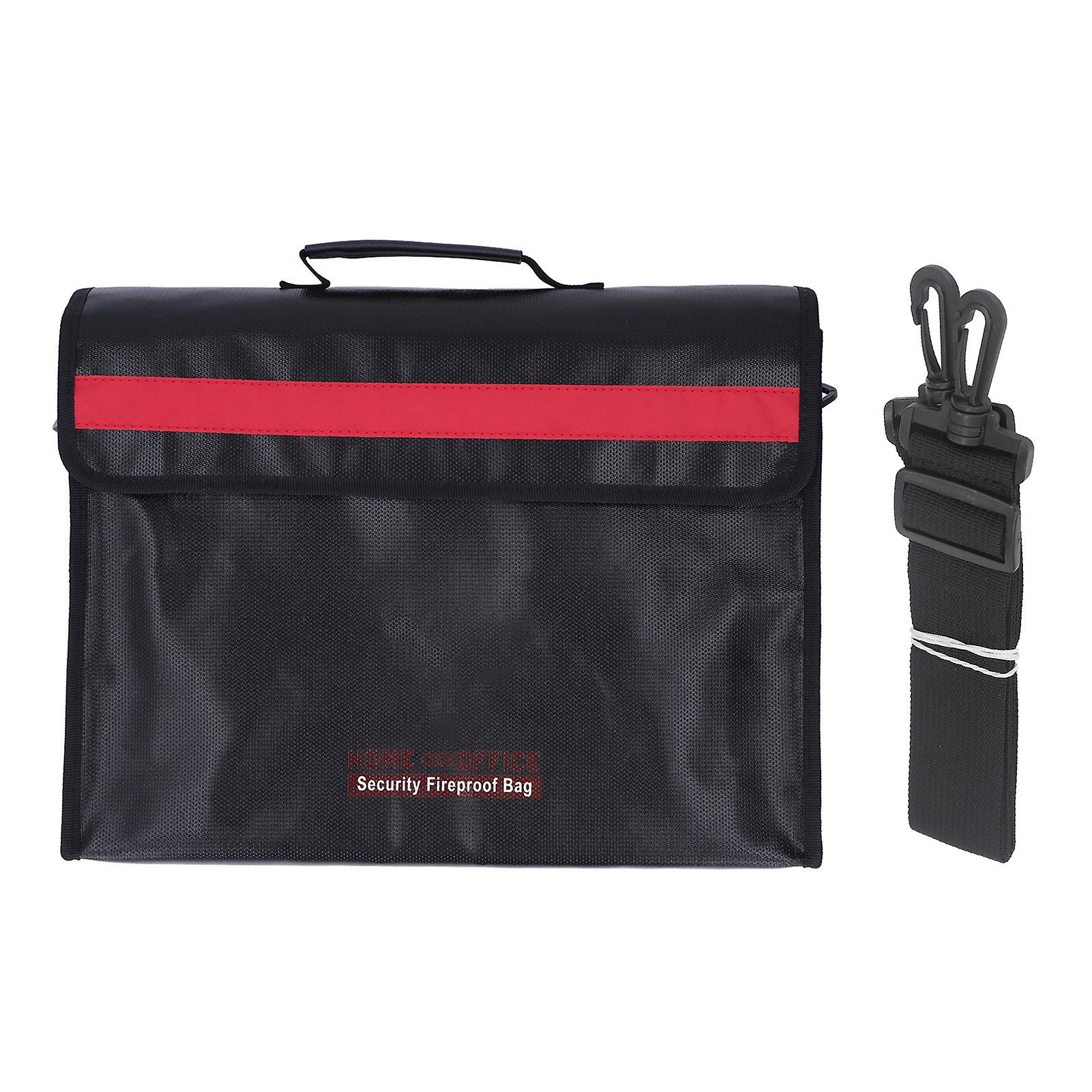 Fireproof Document Bag High Temperature Resistant Reflective Strip Design Safe Fireproof Pouch with Shoulder Strap