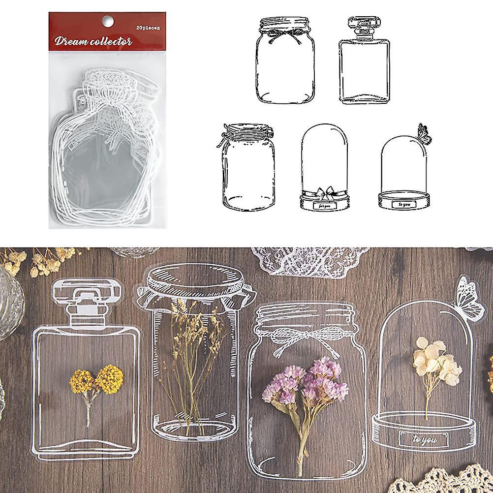 20 Pcs Clear Dried Flower Bookmarks, DIY Cute Bookmarks, Glassware Stickers