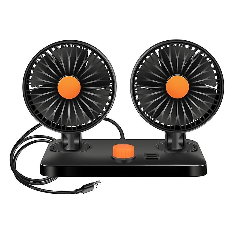 USB Fan for Car, Dual Head Fan with Variable Speed, Small Car Fan, Rotation Strong Wind, USB Persona