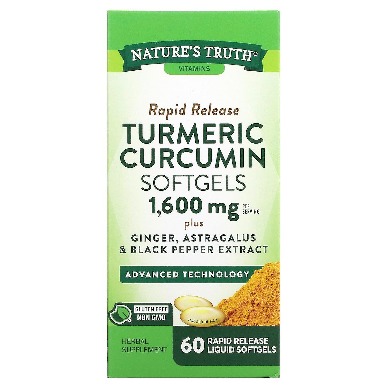 Nature's Truth, Turmeric Curcumin plus Ginger, Astragalus and Black Pepper Extract, 800 mg, 60 Rapid