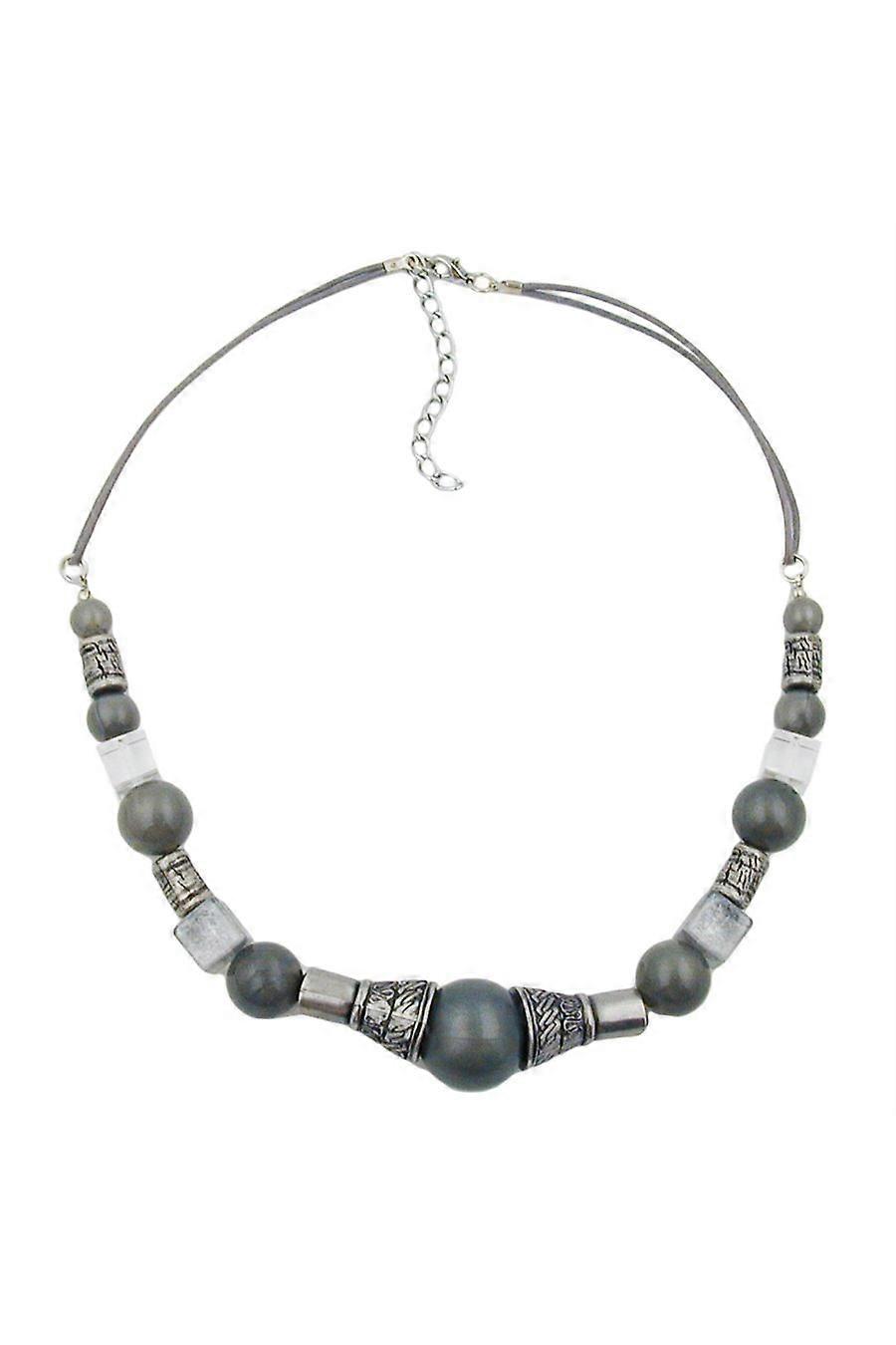 Necklace Silvergrey Silky Antique Silver Beads - Gl01933