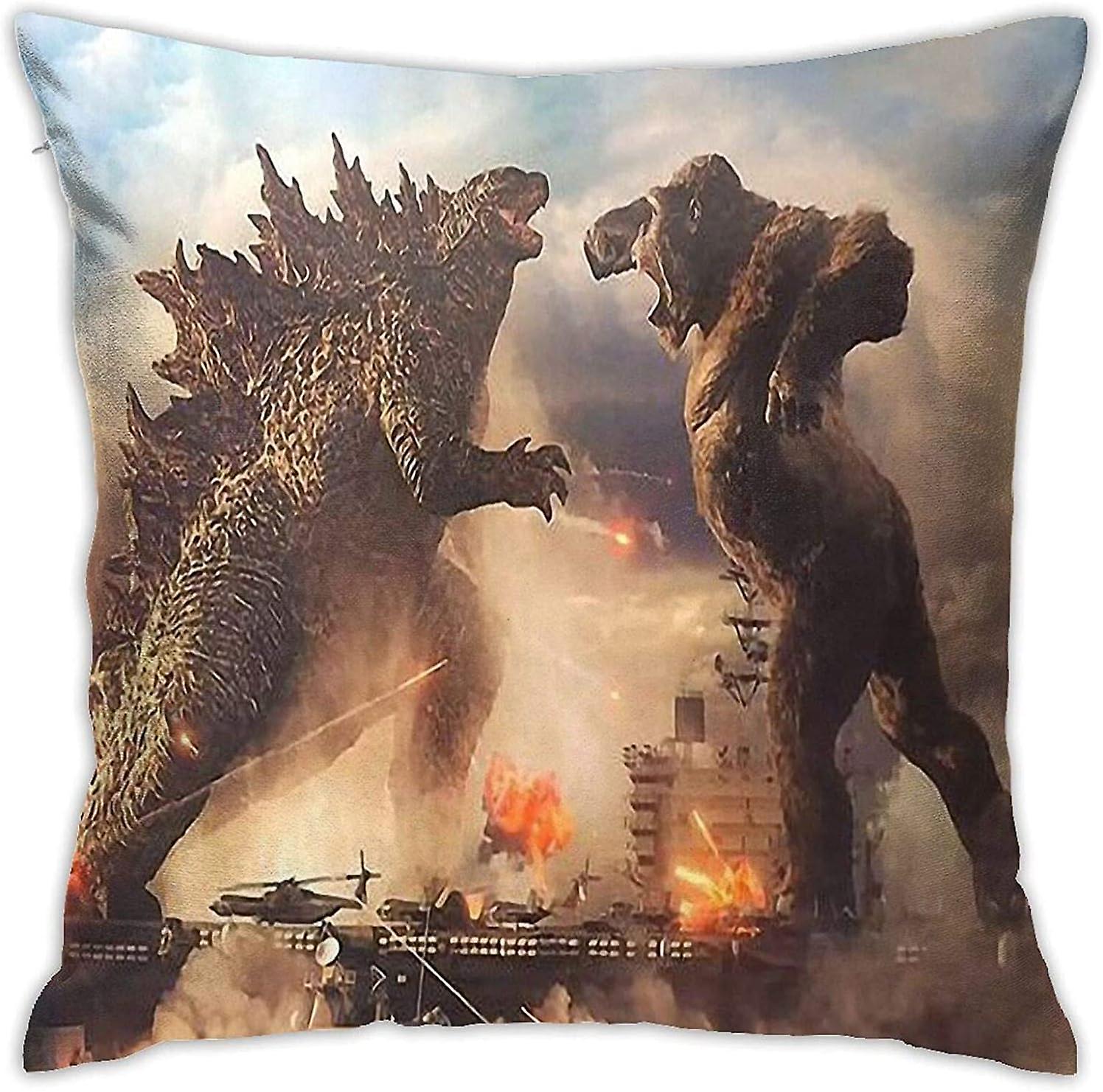 Go-Dzilla Vs Kong King Kong Polyester Örngott Heminredning Dekorationer Fyrkantiga mjuka kuddar för bilsäng Sovrum Soffa AA-88