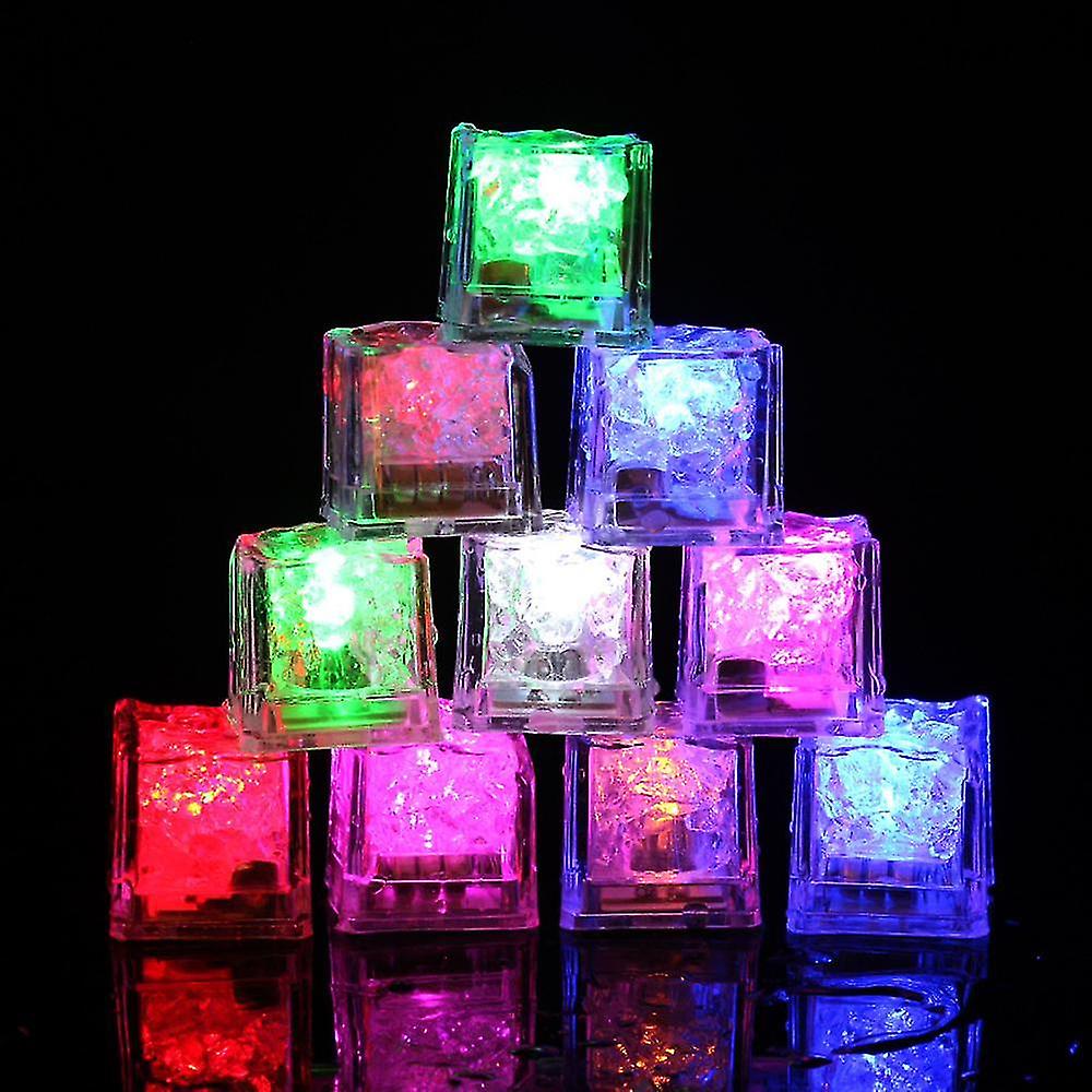 12 Pcs Light-up Led Ice Cubes For Drinks Party Christmas Wedding
