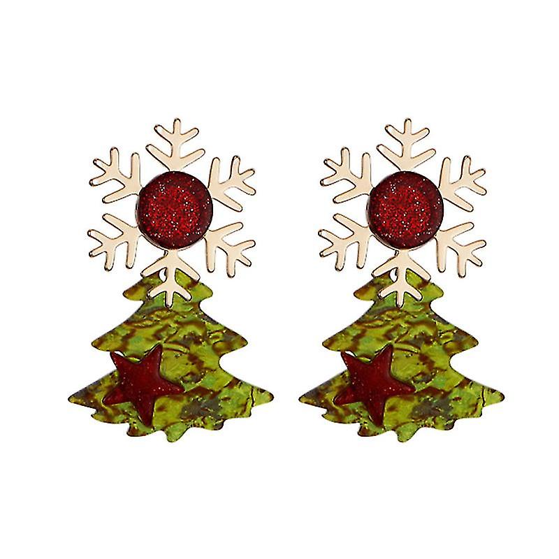 1pair Christmas Tree Snowflake Earrings