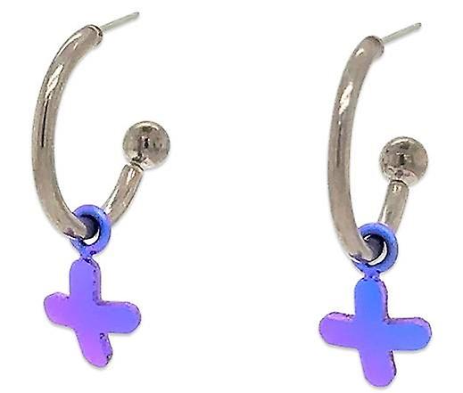 Ti2 Titanium Plus Charm Hoop Earrings - Purple