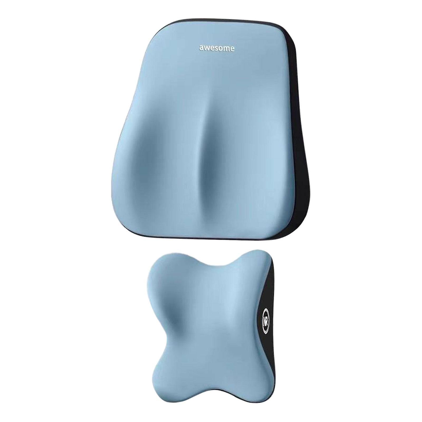 Generic Auto Rugkussen Lendensteun en Auto Nekkussen Set Zitkussen Blauw