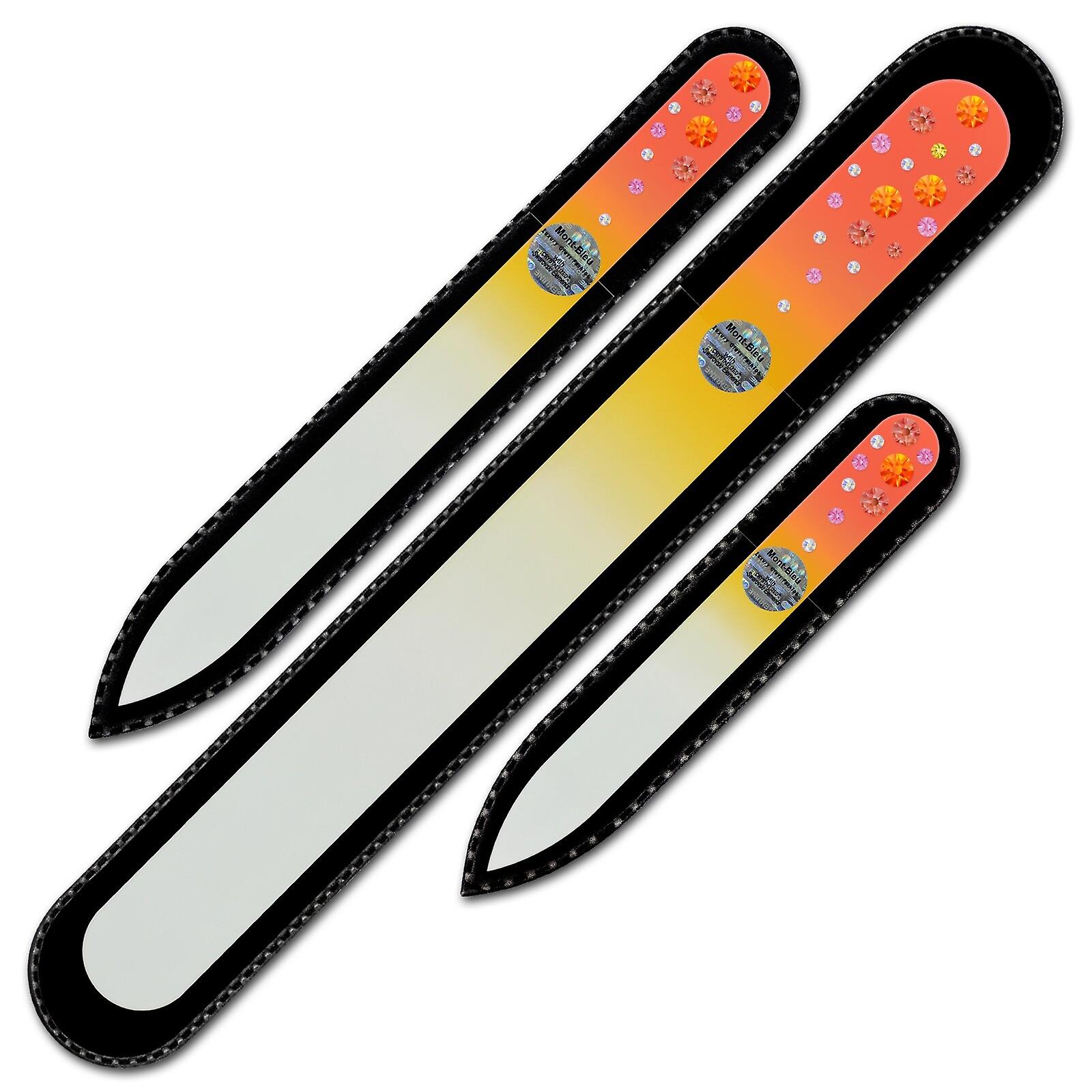 Set of 3 Glass Nail Files WC-BMS - Fireopal - Padparadscha