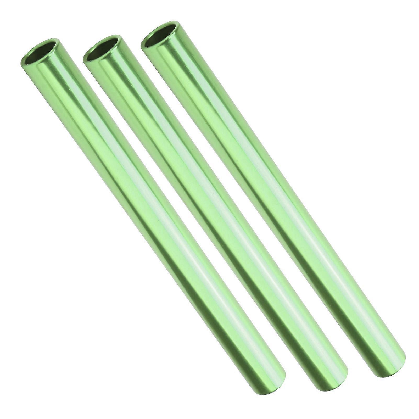 3pcs Aluminum Alloy Electroplating Relay Batons Track and Field Sprint Match BatonsGreen 