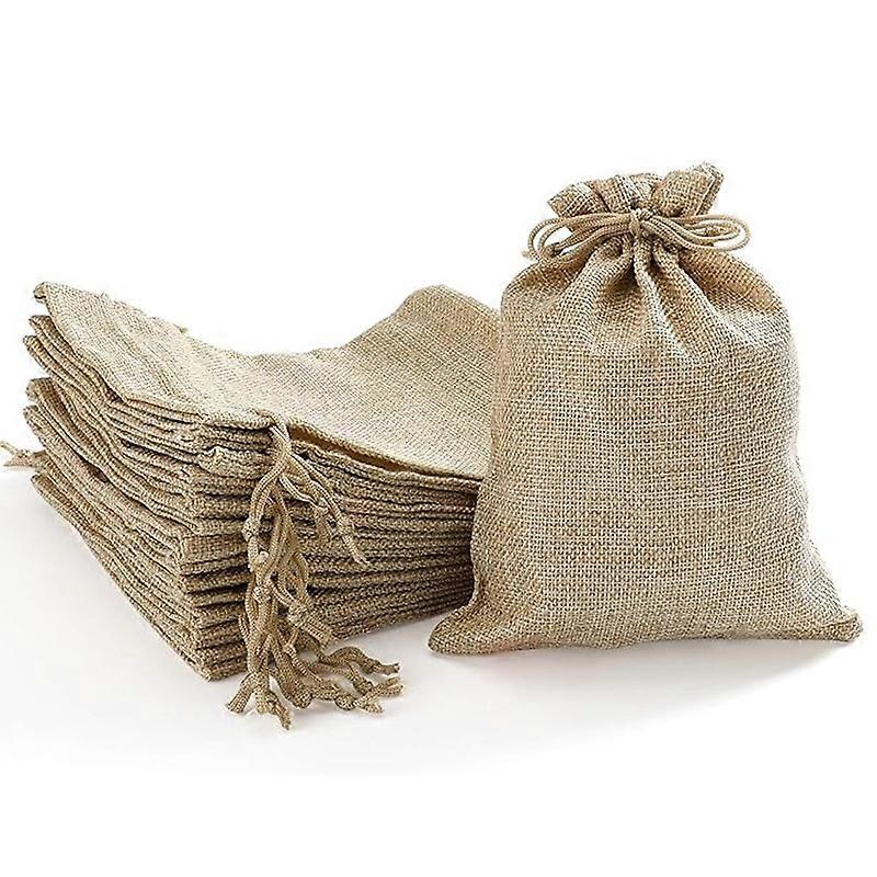 100Pcs Sachets, Hemp Linen Sachets with Drawstring Burlap Bag Lavender Sachets Wedding Guest Gift for Jewelry Wedding Christmas Gift, 14x10cm