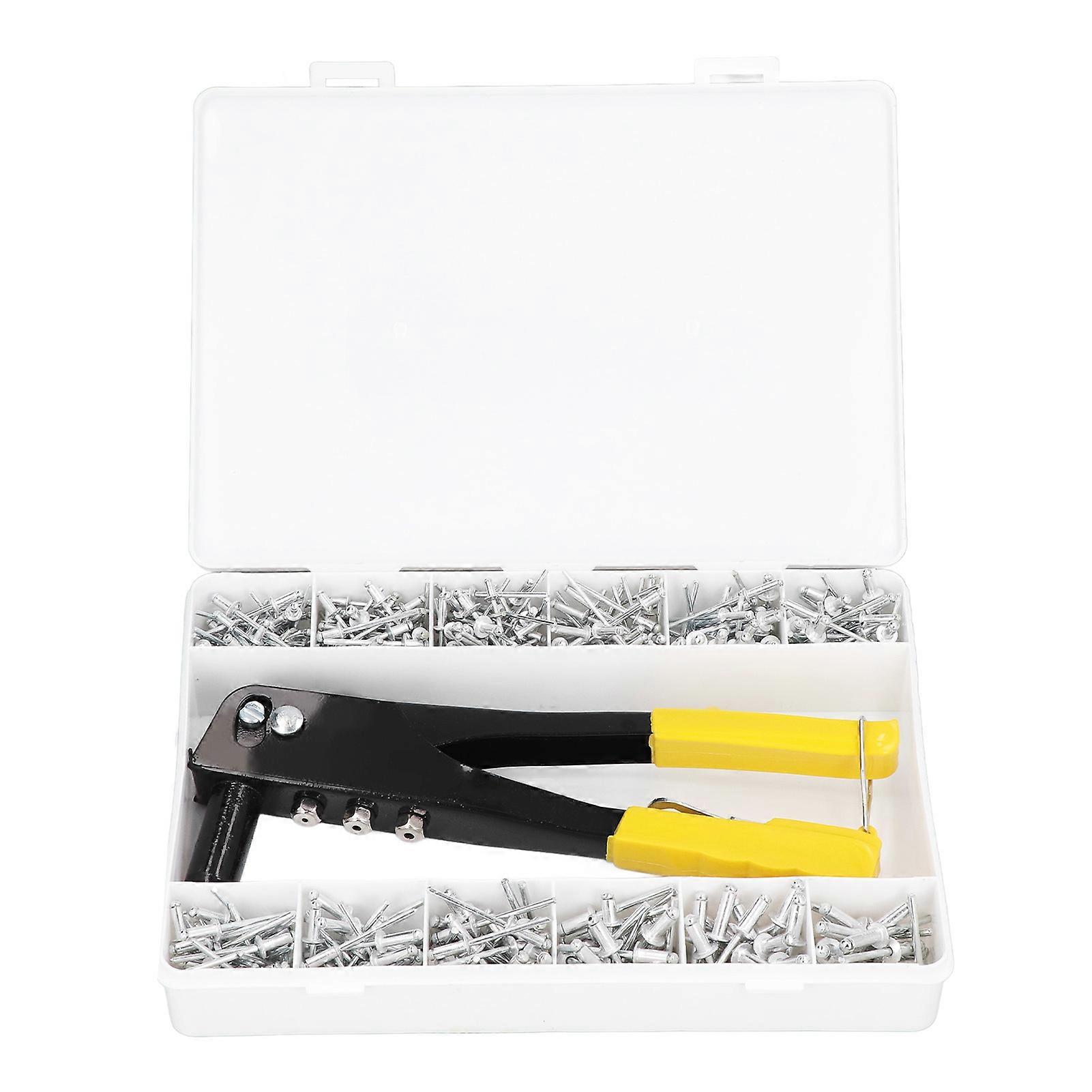 381Pcs Rivet Gun Hand Riveting Tool Manual Riveter Set Kit for Assembly Engineering