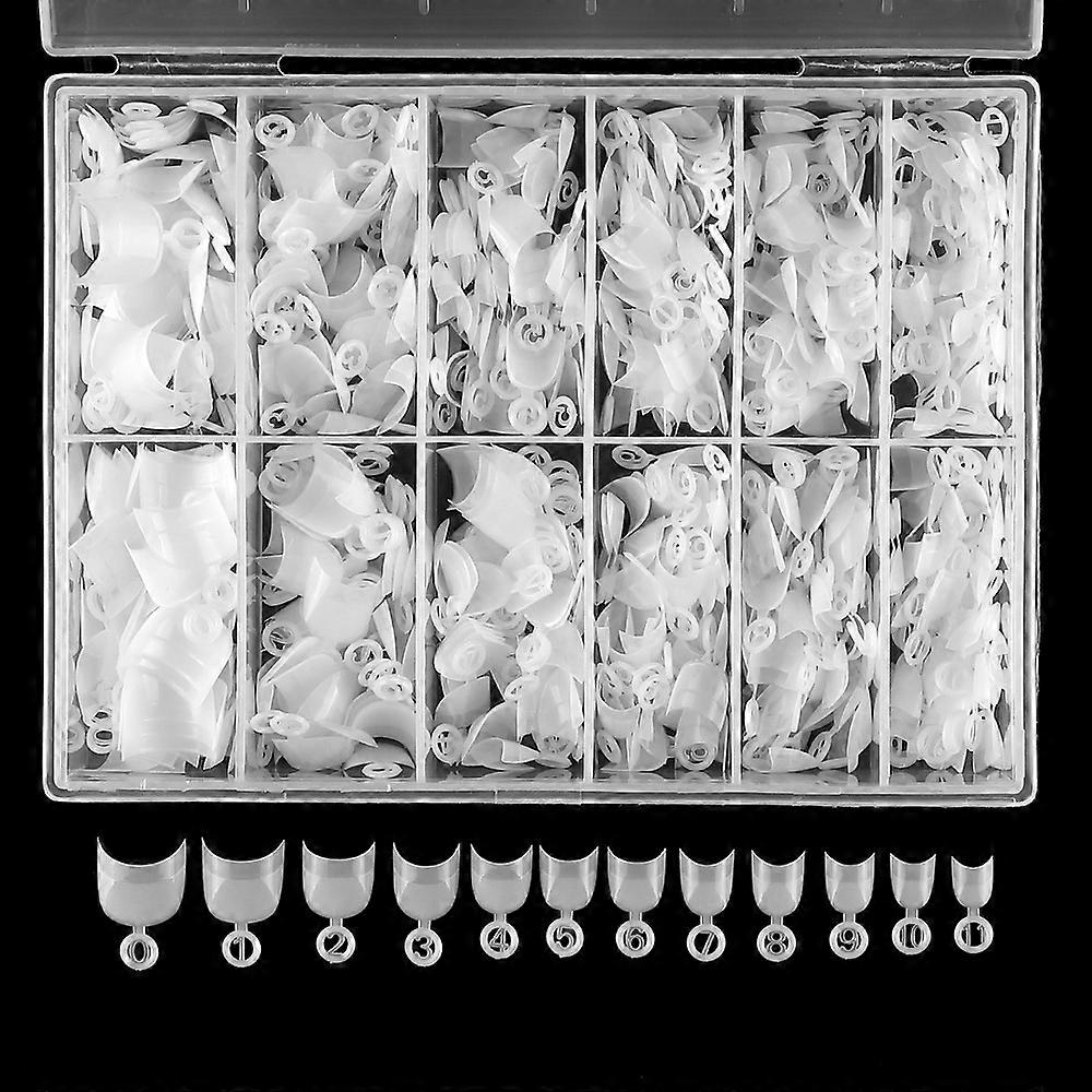 Weerblj24g 600 pcs Pointes d’ongles courtes Ovale Demi-couverture Fausses pointes d’ongles 12 taille