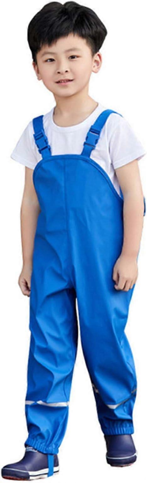 Boys Girls Rain Pants Kids Waterproof Pants Solid Mud Dirty Proof Trousers Toddler Lightweight Rain (a-Blue, 1-2 Years