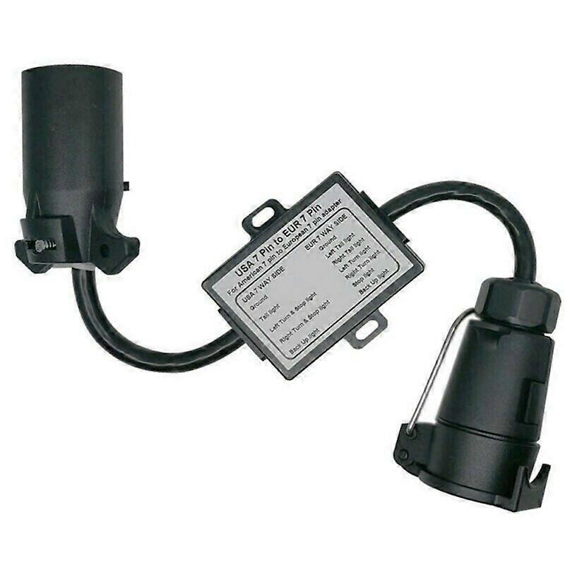 USA to EU Trailer Light Converter US 7-Way Blade Socket to EU 7-Pin Round Plug