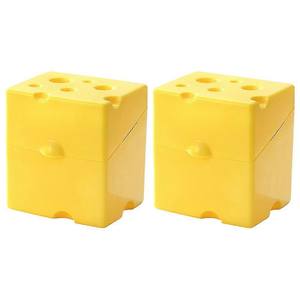 2pcs Slice Cheese Storage Box Airtight Cheese Fresh Container Cheese Container