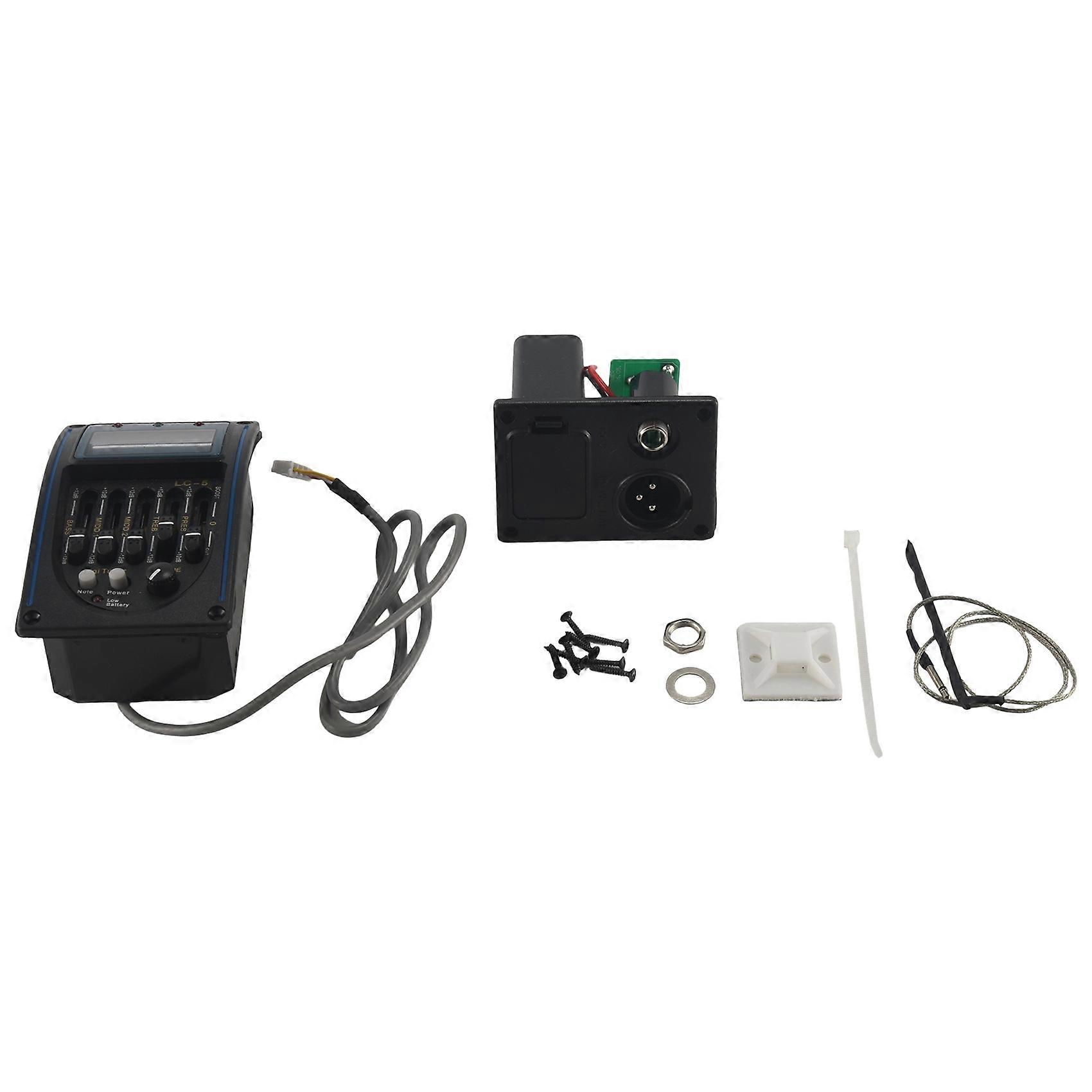 5 Band EQ Equalizer Pickup, Acoustic Guitar Preamplifier Tuner with LCD Tuner and Volume Control LC