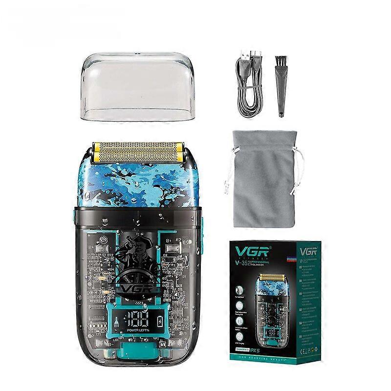 VGR Shaver Professional Razor Waterproof Shaving Machine Rechargeable Beard Trimmer Transparent Shaving Machine for Men V-352 without box Fabric Shav
