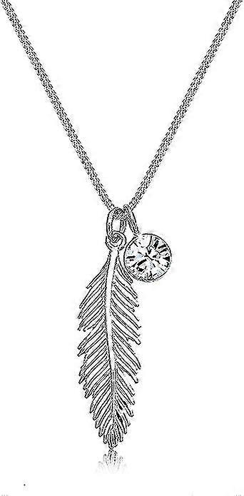 Women's Necklace With Feather Boho Pendant Solitaire