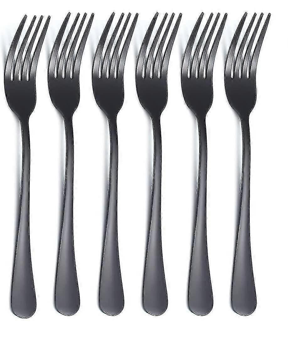 Black Dinner Forks 6-pack, rustfritt stål 8.17" Titanium Bestikk