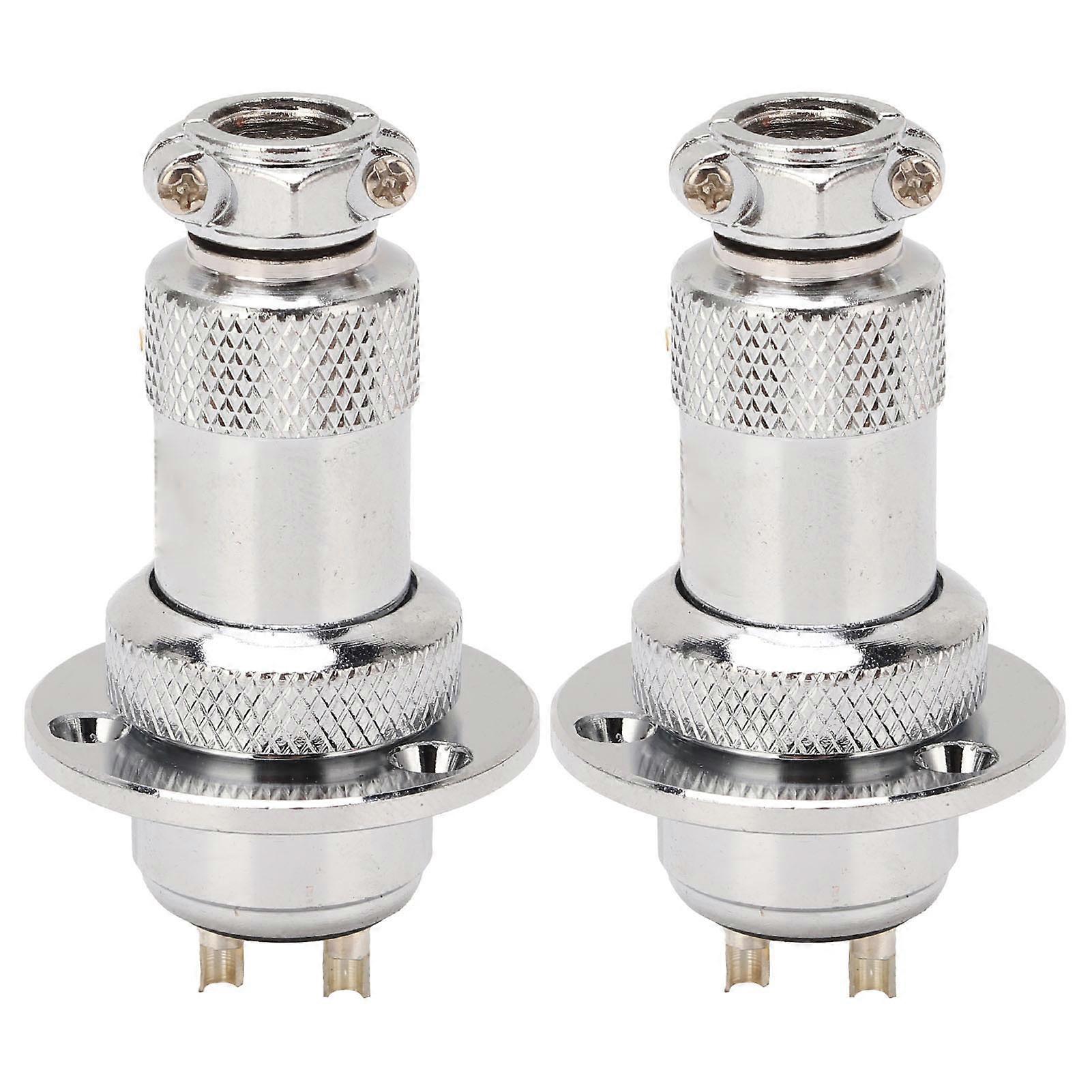 2PCS Aviation Plug Connector 2 Pin Round Zinc Based Alloy Shell Silver Plated Copper Wire Connector AC DC 250V 20mm