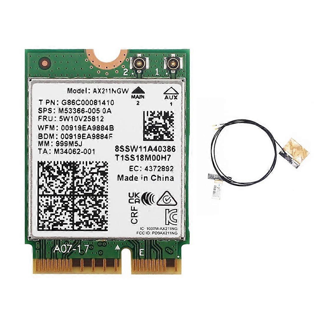 WiFi 6E AX211NGW Band 2.4G/5G/6Ghz Wireless Network Wifi Card for Bluetooth 5.2 AX211 M.2 CNVio Win