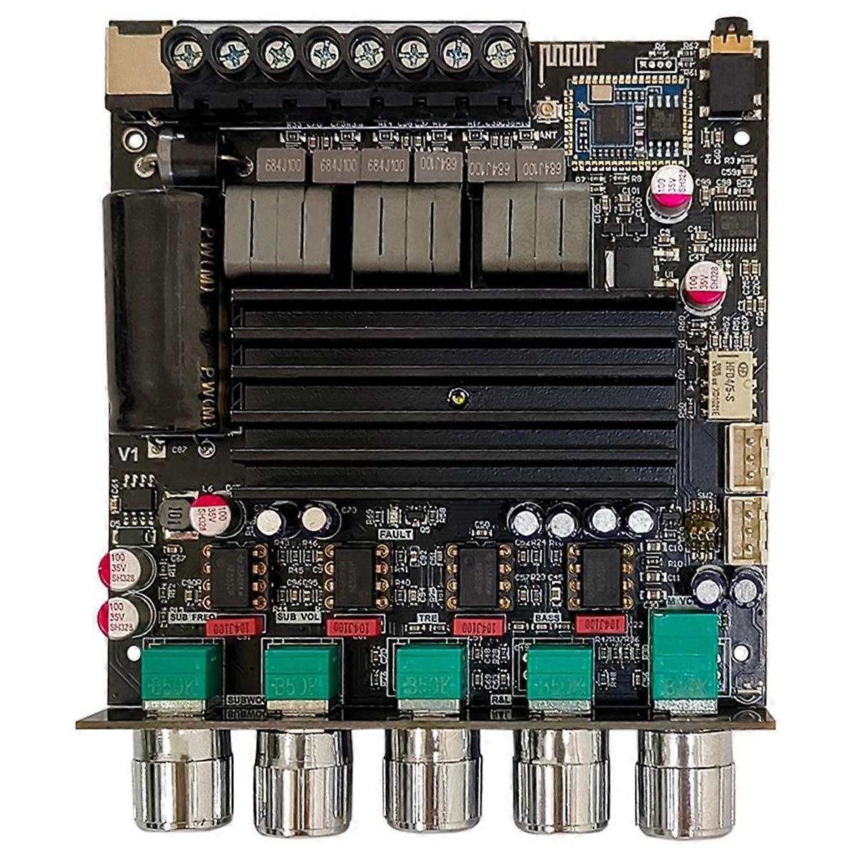 -APTX1 Bluetooth Power Amplifier Board 2.1Channel 2X100W+200W Subwoofer QCC3034 TPA3221 Digital Power Amplifier Module