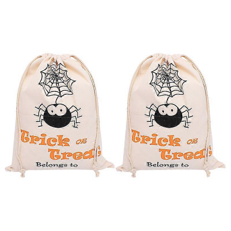 2pcs halloween candy storage pouch portable candy gift bag canvas drawstring bag