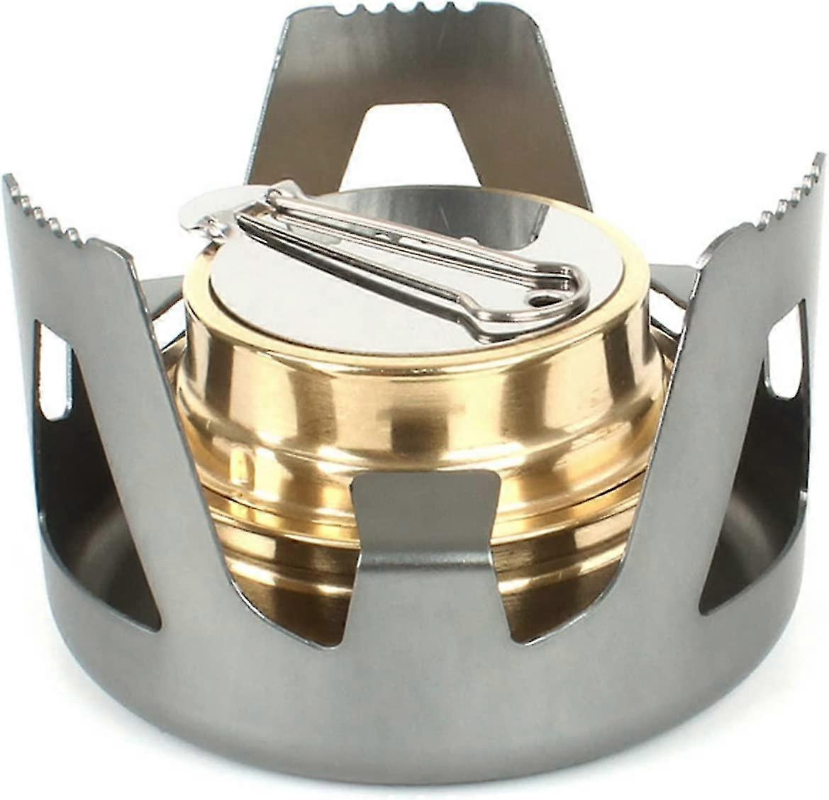 ميني الكحول موقد خفيفة للغاية التخييم الكحول الموقد سبائك النحاس فرن روح الموقد لنزهة في الهواء الطلق راندينغ حقائب الظهر (اللون: رمادي ، الحجم: