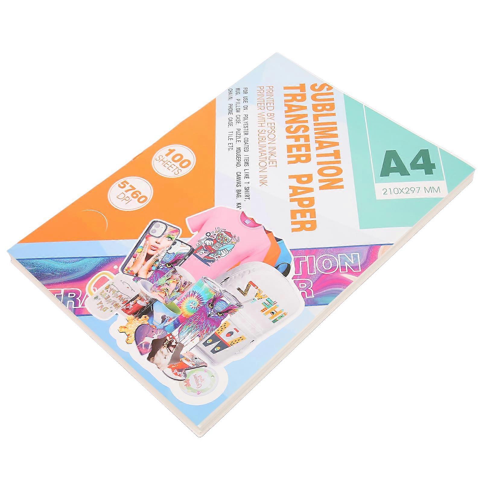 100 Sheets Heat Transfer Paper White Front Pink Back Smoothing Feeding Dye Sublimation Paper for DIY Handicraft