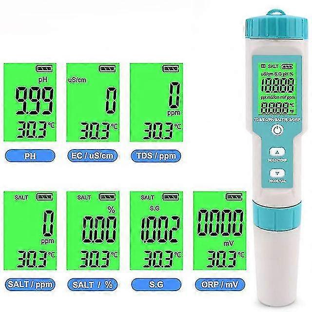 7-in-1 Water Quality Detection Pen Ph Tds Ec Orp Digital Display Pen Multi-function Multi Parameter Water Quality Detector