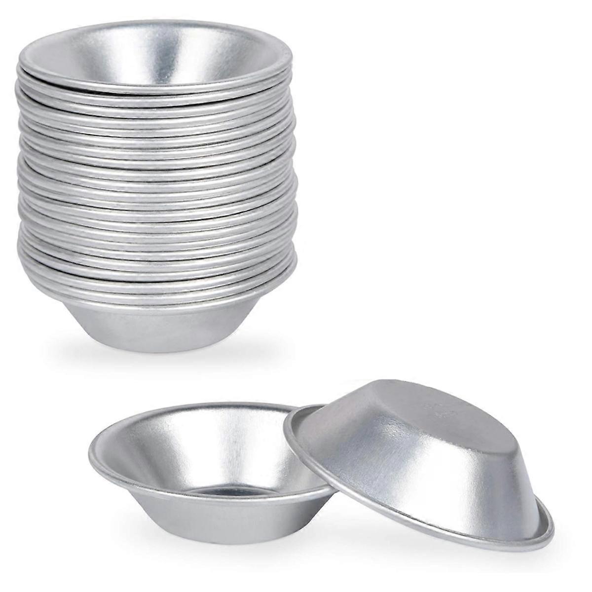 25 stuks eierpasteivorm, eierpasteibeker, eierpasteibodem, rond, herbruikbaar, antiaanbak (aluminium)